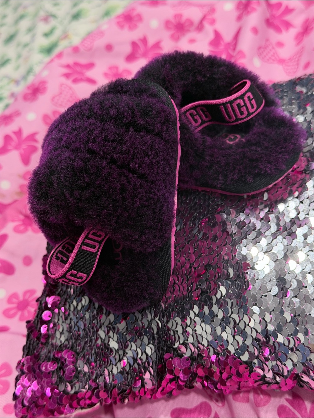 UGG Girls/Baby Purple Sequin Slippers